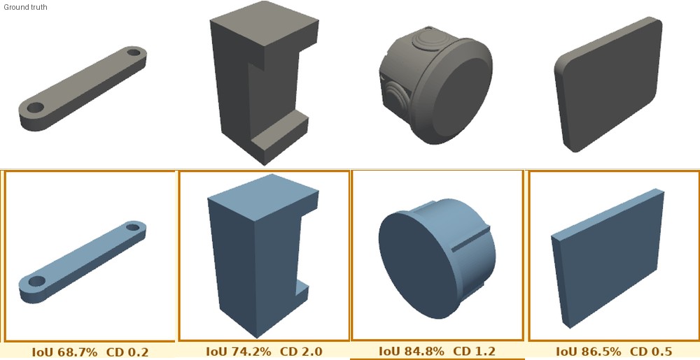 SightCAD reconstructions: ground truth (top) vs ours (bottom)